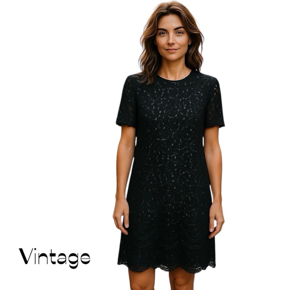 Brilliante by JA Black Beaded Silk 90s Vintage Dress Size M